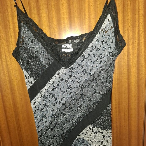 Mini elastic dress with straps like new, XS/S, black and gray