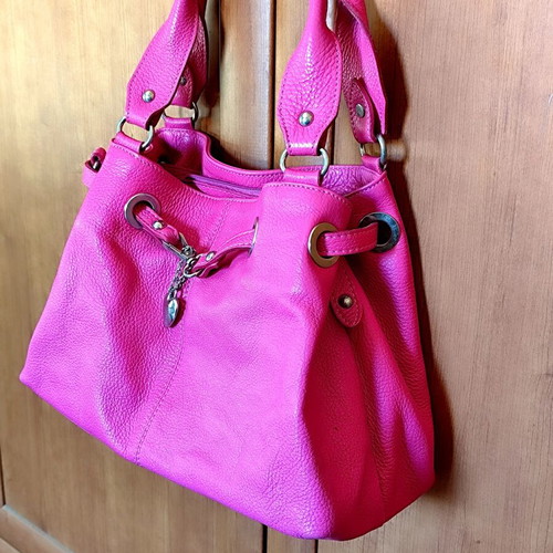 Les Naïades Tote Bag like new, medium size, genuine leather, fuchsia