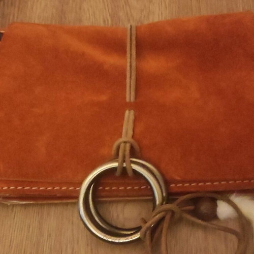 Dolce & Gabbana suede handbag like new, red orange