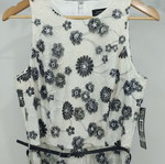 Tahari maxi dress off-white with black embroidered flowers, new