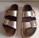 Birkenstock σανδάλια μεταχειρισμένα, νούμερο 39, ροζ ασημί