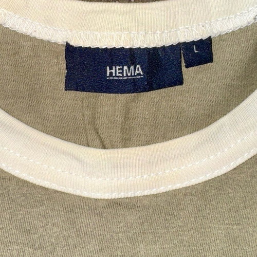 Hema T-shirt in very good condition, size L, white and beige