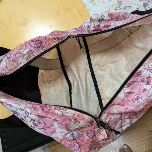 Eastpak floral backpack used, white and pink