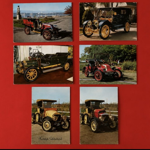 Vintage postcards set of 6 with antique cars, like new