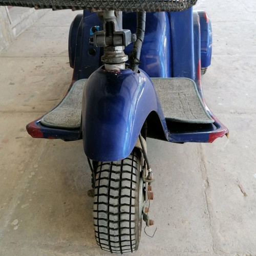 Electric three-wheeler used with two baskets and hill assist