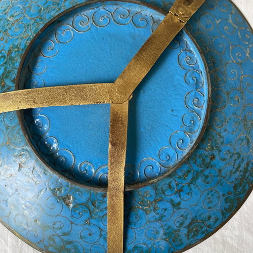 Japanese Meiji era cloisonné plate used, enamel on copper