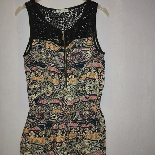 One-piece romper with lace top and front zipper, like new, sizes XL to XXL