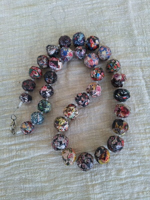 Κολιέ μακρύ πολύχρωμο φλοράλ χειροποίητο κατόπιν παραγγελίας