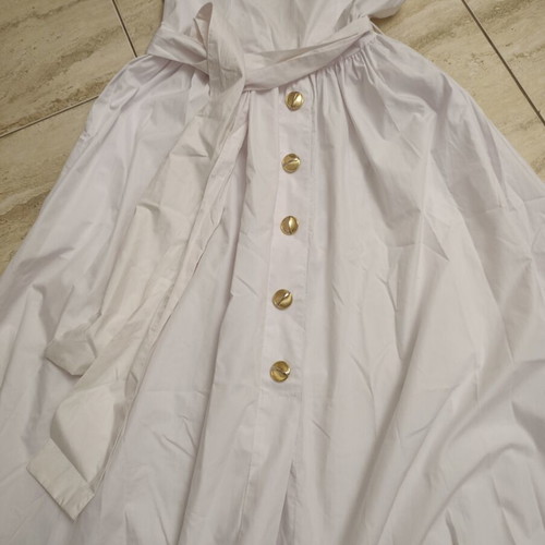 A-Style long white dress, fitted top and wide bottom