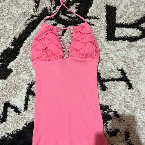 BSB fuchsia top with rhinestones halter, like new, size S