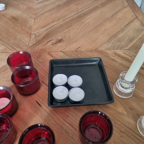 Set of candlesticks and tealight holders used, ceramic base 16×16cm