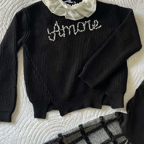 Mayoral knitted sweater and dress set size 5 like new, black