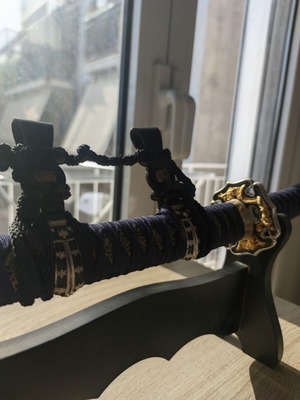 Japanese decorative sword Katana Tachi like new with black display stand