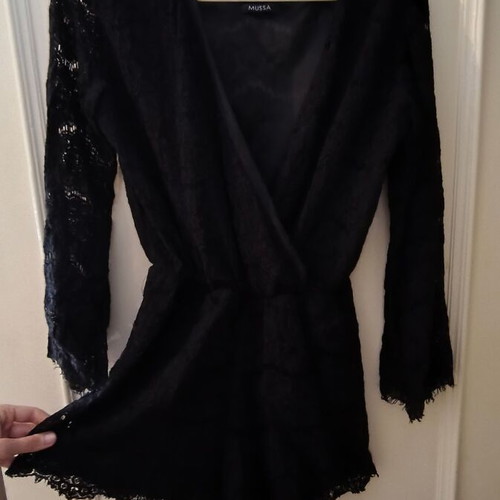 Lace jumpsuit black, like new, one size
