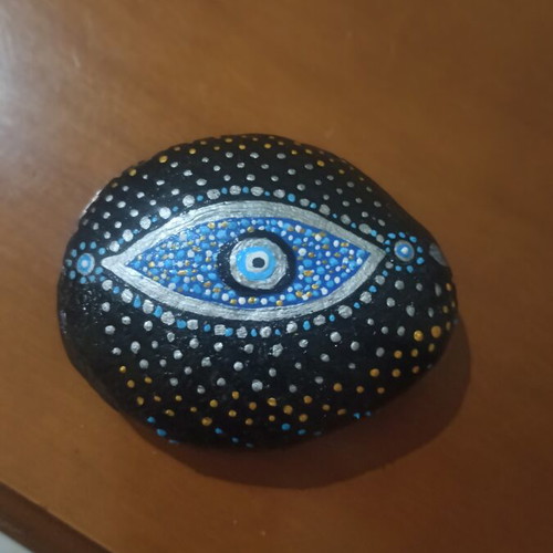Hand-painted eye stone with acrylic paint
