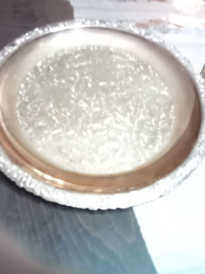 Silver-plated tray used 29 cm with engraving from 1950s