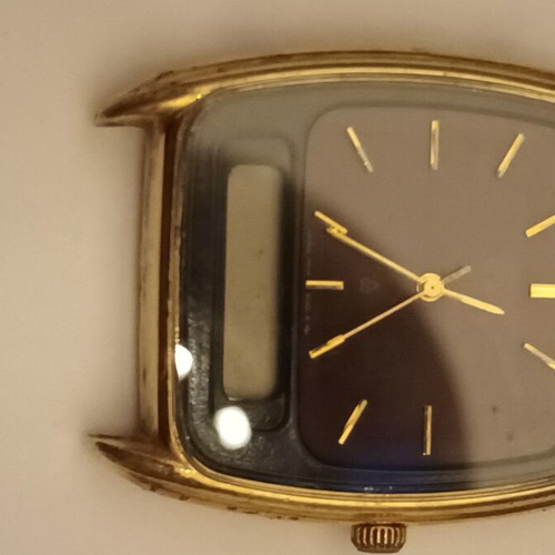 Seiko Analogue Digital Watch used, brown and gold, for parts