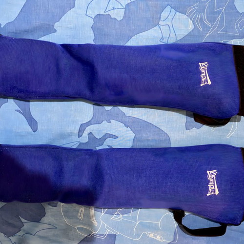 Olympus Jiu-Jitsu cotton shin guards blue, used, medium size