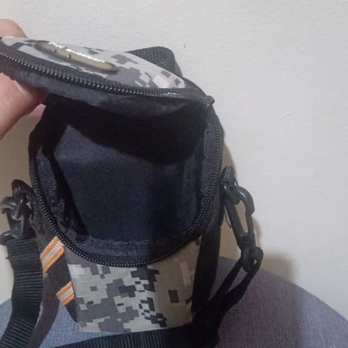 Camera bag used, 15×10 cm, black with gray patterns