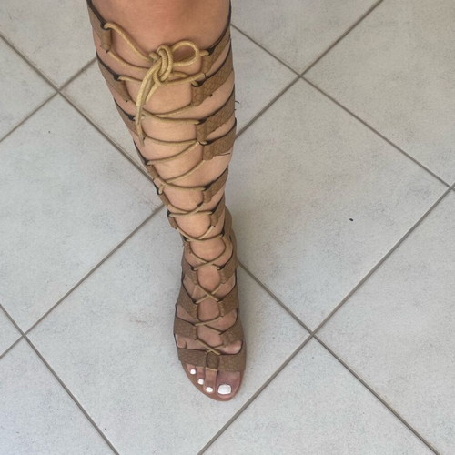 Exe knee-high sandals used, size 38, brown