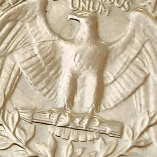 US quarter dollar 1965 used with mint error die break