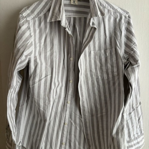 H&M striped long-sleeve shirt like new, size M, white and gray