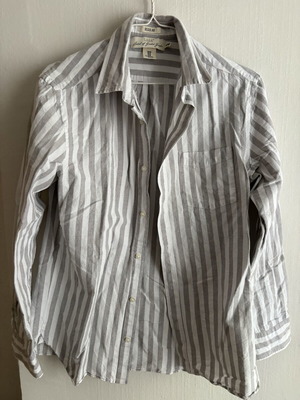 H&M striped long-sleeve shirt like new, size M, white and gray