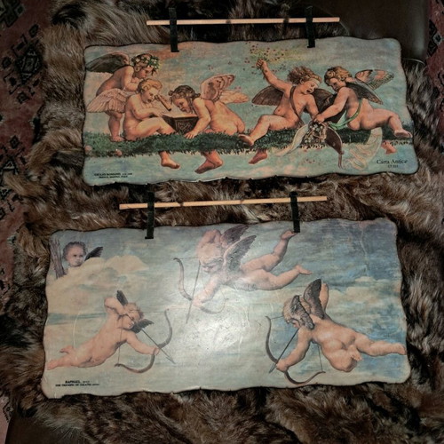 Handmade waxed artworks used, Terra Sancta Scrolls series