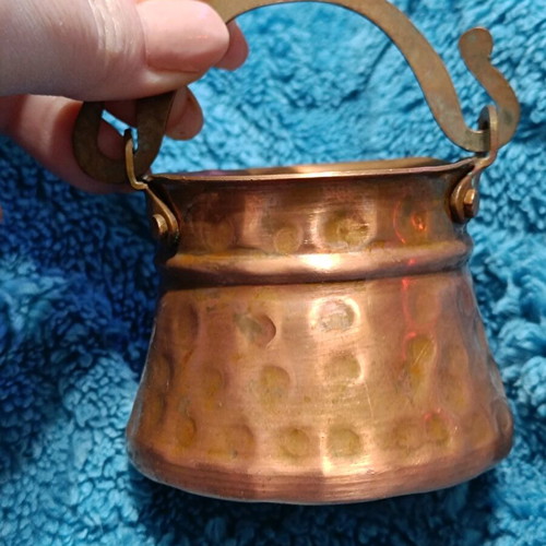 Vintage copper Greek coffee briki set of 3 pieces, good condition