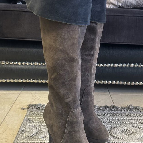 Leather suede boots over the knee size 38 like new, brown and blue