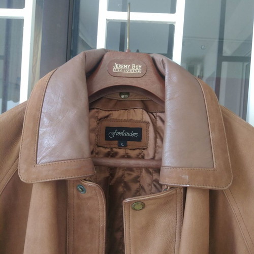 Freeland men's leather jacket used, beige, size L-XL