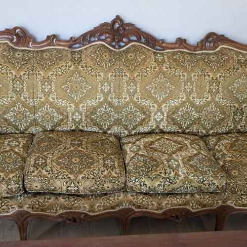 Vintage classic living room set, solid wood, carved details