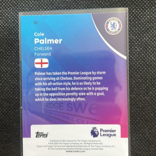 Cole Palmer 2025-26 Topps Chrome PL Yellow Pineapple Burst Refractor #63 like new
