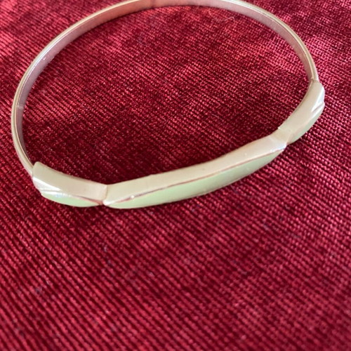 Bracelet-handcuff metal bronze with green enamel, like new