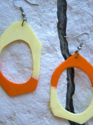 Handmade polymer clay dangle earrings new, asymmetric design