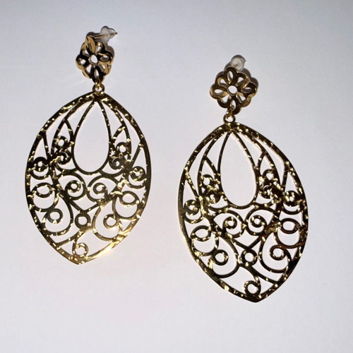 Bizermani gold-plated hammered earrings new