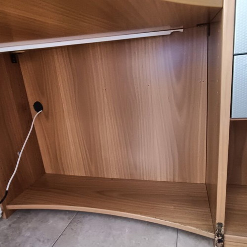 Neoset desk and bookshelf used with LED light