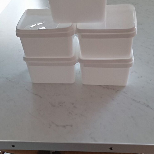 Storage containers used, set of 5, 1 liter each