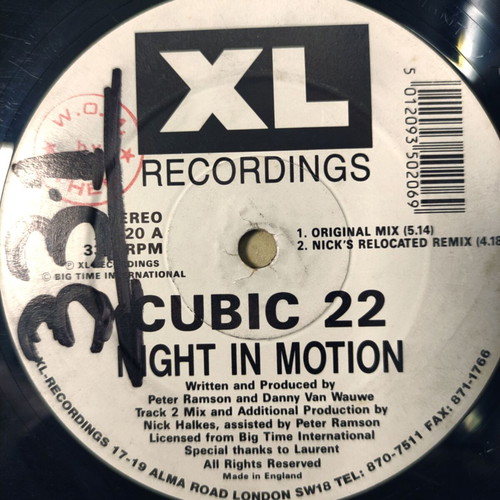 Cubic 22 Night In Motion 12'' Vinyl Maxi Single used, electronic