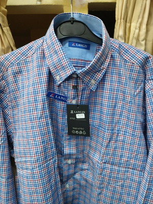 Men's checked long-sleeve shirt new, blue and red, sizes M-3XL