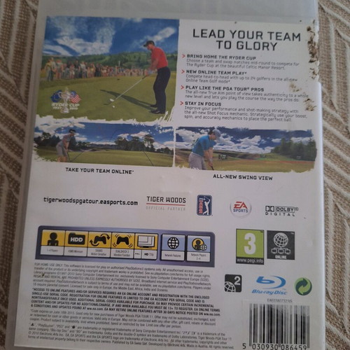 Tiger Woods PGA Tour 11 PS3 game used in excellent condition
