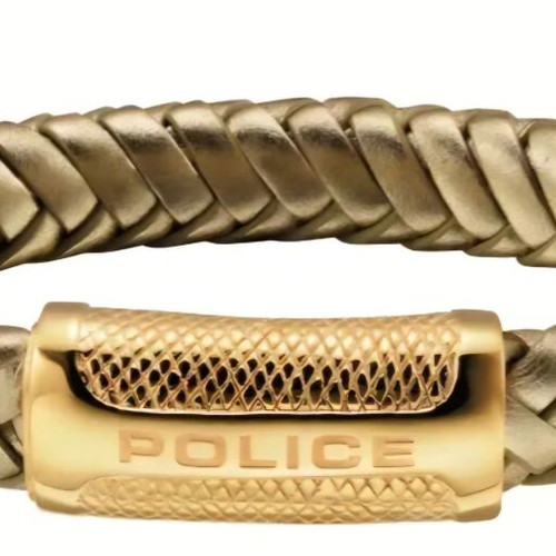 Police leather bracelet new, gold color, magnetic clasp