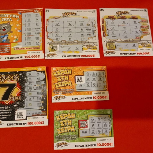 Scratch cards used, pack of 6, scratched