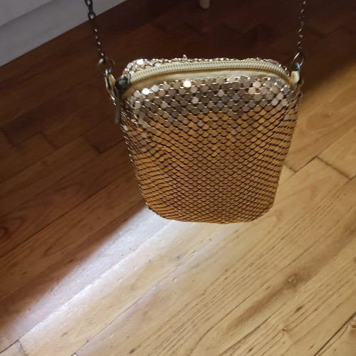 Rose Gold Metallic Mesh Evening Bag with Chain Strap like new