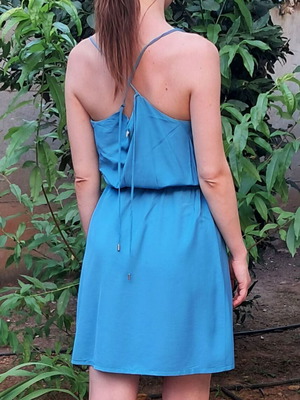 Sky blue cross back dress