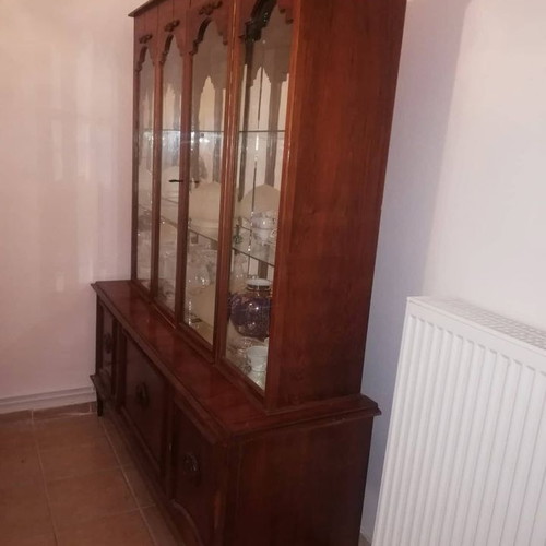 Vintage display cabinet used, American style 1960s walnut wood