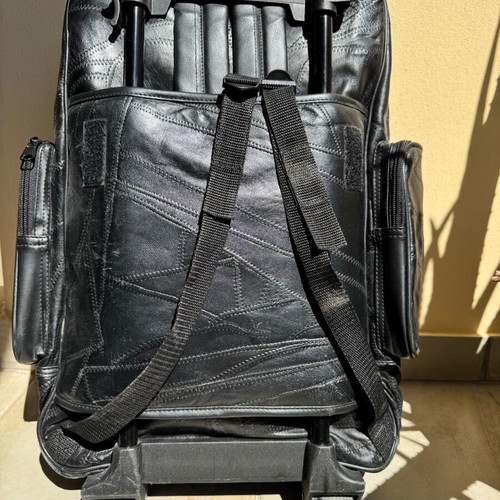 Leather trolley backpack suitcase like new, black