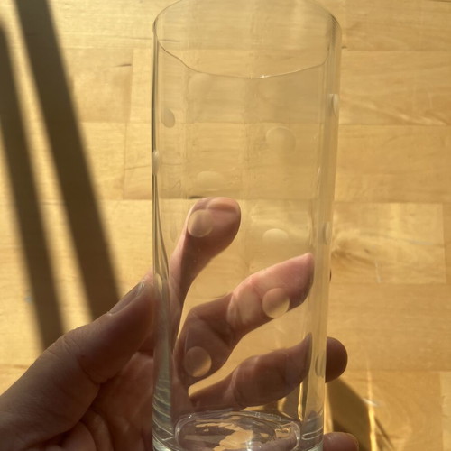 Glass with matte white dots, used, vintage