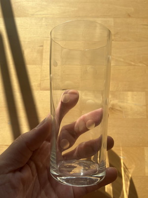 Glass with matte white dots, used, vintage
