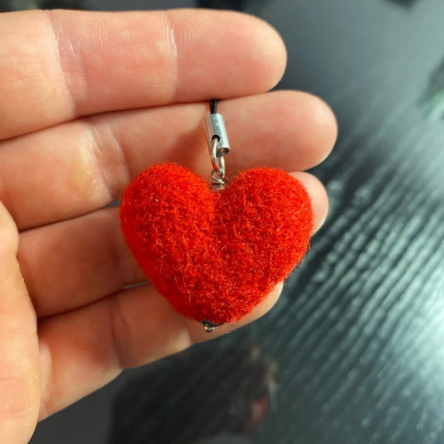Handmade felt wool keychain red new